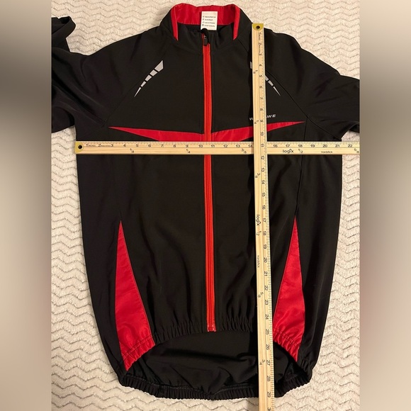 Wosawe Black Red Cycling Long Sleeve Zipper Closure Pocket Reflective Jacket L - Picture 10 of 10